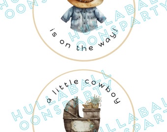 A Little Cowboy is on the Way Diaper Cake Toppers DIGITAL Download | Little Cowboy Baby Shower | Little Cowboy Printables | Western Baby