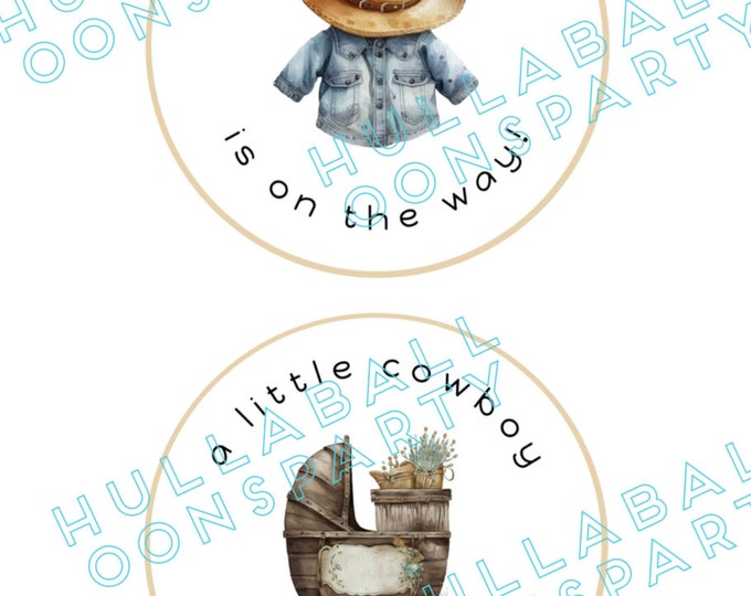 A Little Cowboy is on the Way Diaper Cake Toppers DIGITAL Download | Little Cowboy Baby Shower | Little Cowboy Printables | Western Baby