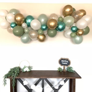 Sage Green and White Balloon Garland Kit | Sage And Eucalyptus Bridal Shower Decor | Green Baby Shower | Tropical Balloon Garland Photo Prop