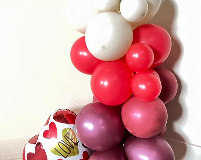 Red Balloon Garland | Valentine’s Day Bridal Shower Decor | Moody Valentine Bridal Shower | Matte Balloons