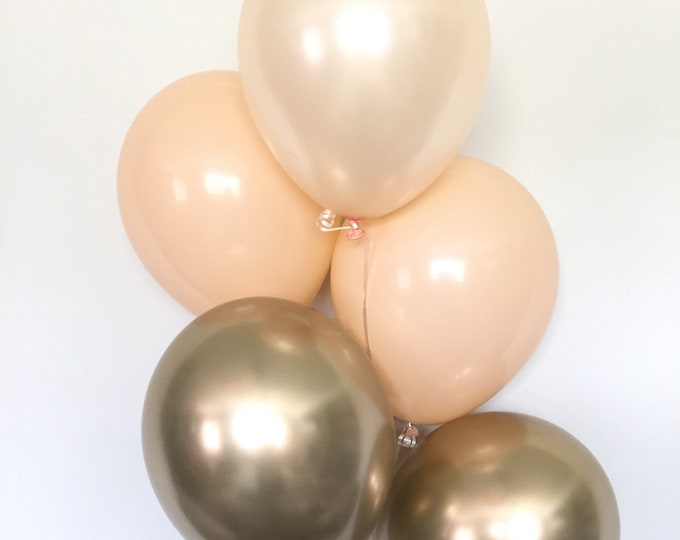 Blush and Gold Balloons | Blush and Chrome Gold Balloons | Gold and Blush Balloons | Gold Bridal Shower Decor | Blush Bridal Shower