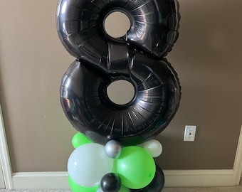 Gamer Balloon Tower Kit | Neon Green and Black Balloons | Level Up Birthday Party | Next Level Birthday | Neon Balloons | Boy Birthday Party