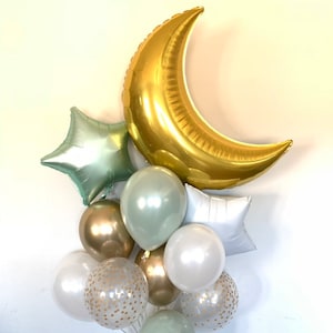 Twinkle Little Star Balloons | Twinkle Little Star Baby Shower Decor | Sage Green Balloons | Sage Green & White Balloons | Light Green Baby
