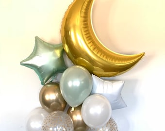 Twinkle Little Star Balloons | Twinkle Little Star Baby Shower Decor | Sage Green Balloons | Sage Green & White Balloons | Light Green Baby