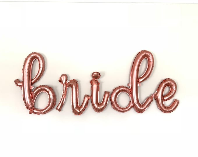 Bride Balloons | Rose Gold Bridal Shower Decor | Bride Sign | Rose Gold Bride Script Balloons | Rose Gold Script Balloons