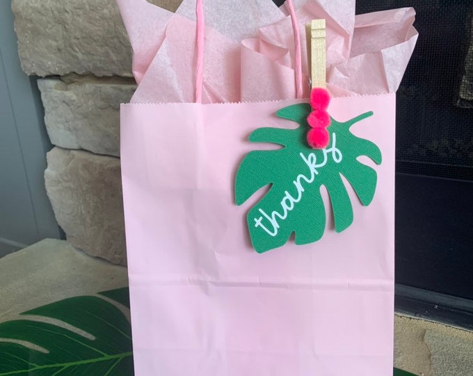 Tropical Favor Bags | Monstera Leaf Favor Bags | Tropical Baby Shower Decor | Tropical Thank You Bridal Shower Favor Bags