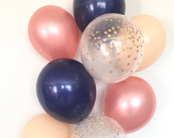 Blush and Navy Balloons | Rose Gold and Blush Balloons | Rose Gold Bridal Shower | Blush and Navy Bridal Shower Decor | Blush and Navy Baby