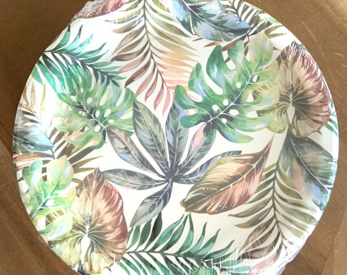 Tropical Plates | Tropical Party Decor | Green Leaf Plates | Tropical Bridal Shower Decor | Baby Shower Decor | Monstera Plates