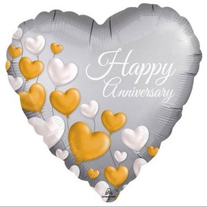 Happy Anniversary Balloons | Golden Anniversary Party Decor | Silver Anniversary Party Decor | 1st Anniversary Balloon | 10th Anniversary