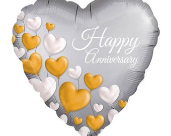 Happy Anniversary Balloons | Golden Anniversary Party Decor | Silver Anniversary Party Decor | 1st Anniversary Balloon | 10th Anniversary