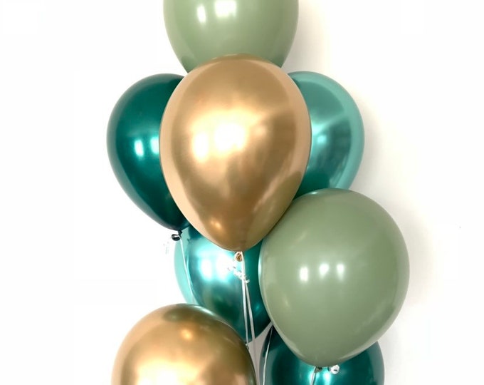 Sage and Eucalyptus Balloons | Light Green Wedding Decor | Green and Gold Balloons | Eucalyptus Balloons | Dark Sage Green Bridal Shower