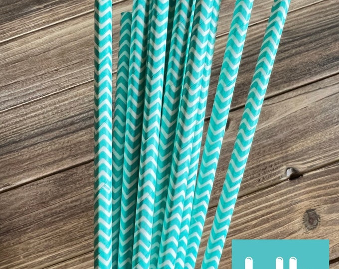 Teal Chevron Straws | Teal Paper Straws | Woodland Baby Shower | Little Cutie Straws | Teal Bridal Shower Little Pumpkin Straws