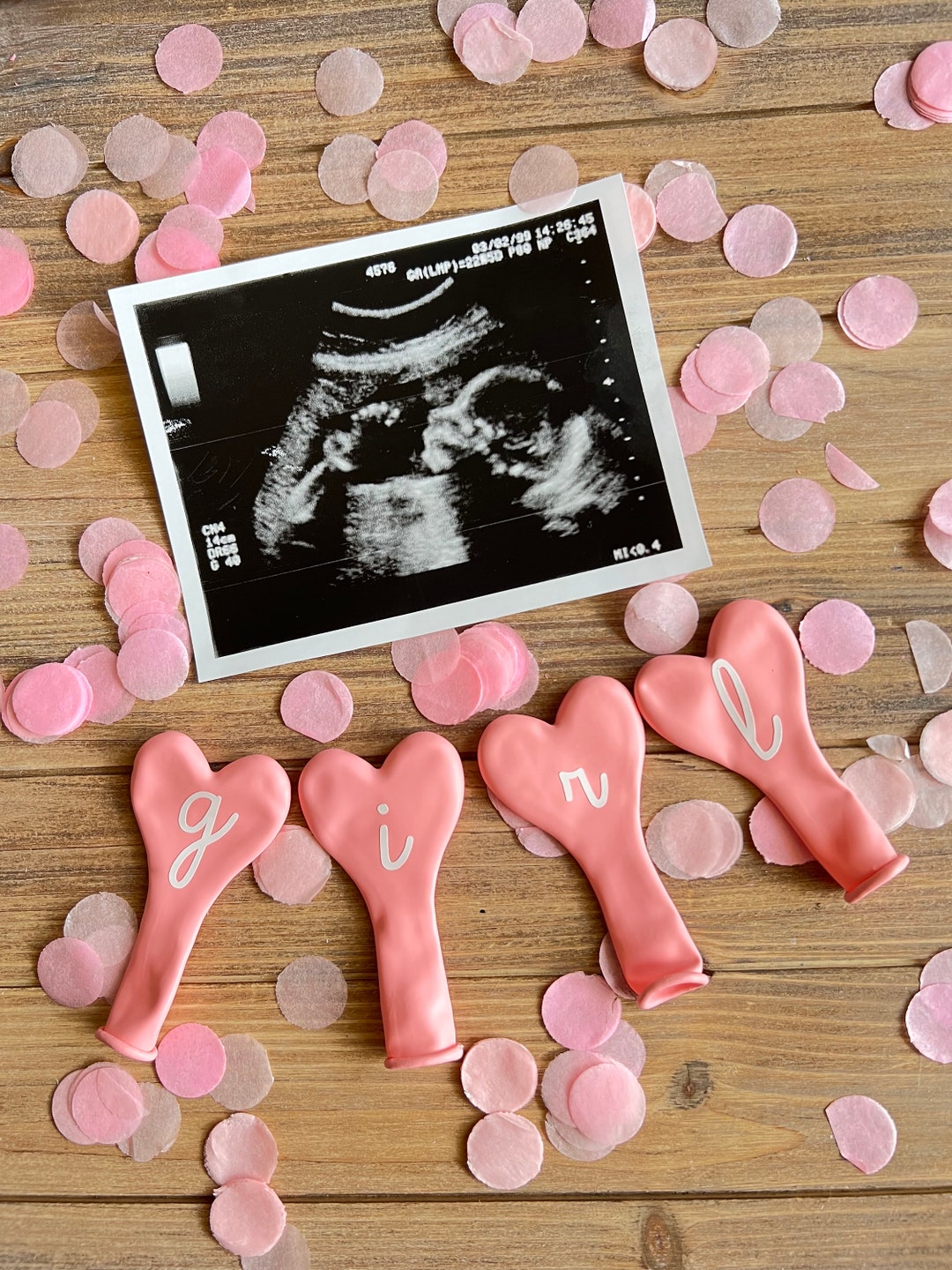 Girl Baby Announcement Balloons 5 Latex Heart Balloons Etsy