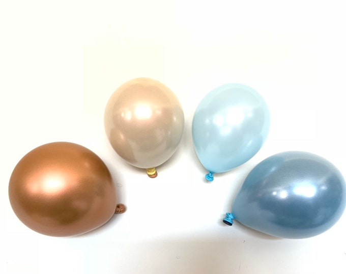 Mini Slate and Copper Balloons | Slate Balloons | Mini Chrome Copper Balloons | Copper and Blue Balloons | Copper Bridal Shower | Woodland
