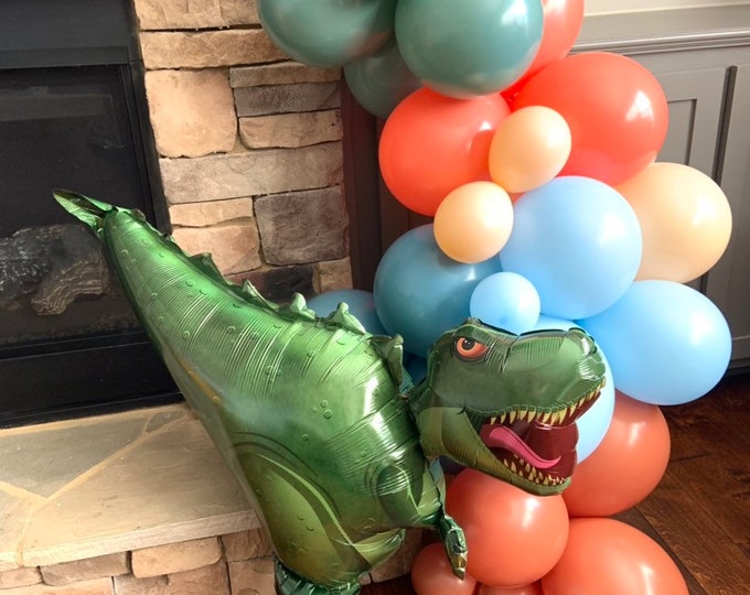 Dinosaur Balloon Garland | Dinosaur Birthday Party | Three Rex Birthday | Baseball Balloon Arch | Roar I’m Four Birthday Party