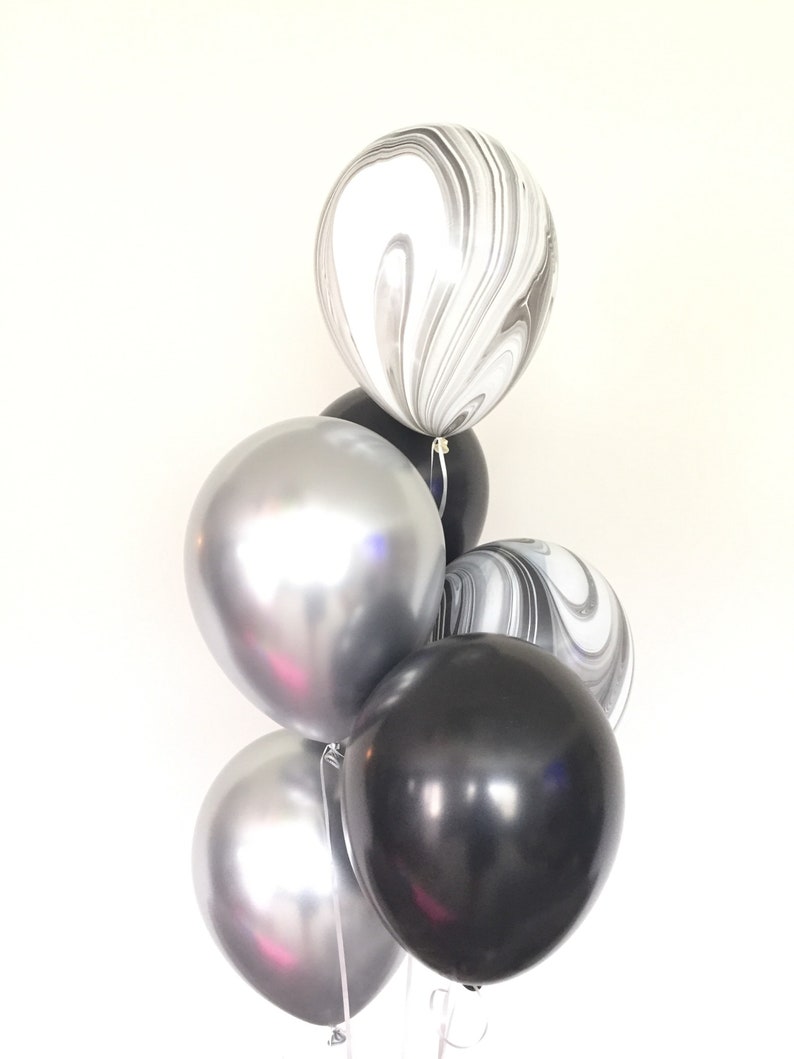 Milestone Birthday Balloons Black and Silver Chrome Balloons New Year/'s Eve Party Black and White Balloons Silver Chrome Balloons