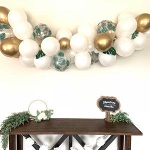 White and Gold Balloon Garland DIY Kit | Tropical White and Gold Bridal Shower Decor | Gold Baby Shower | Wedding Balloon Garland Photo Prop