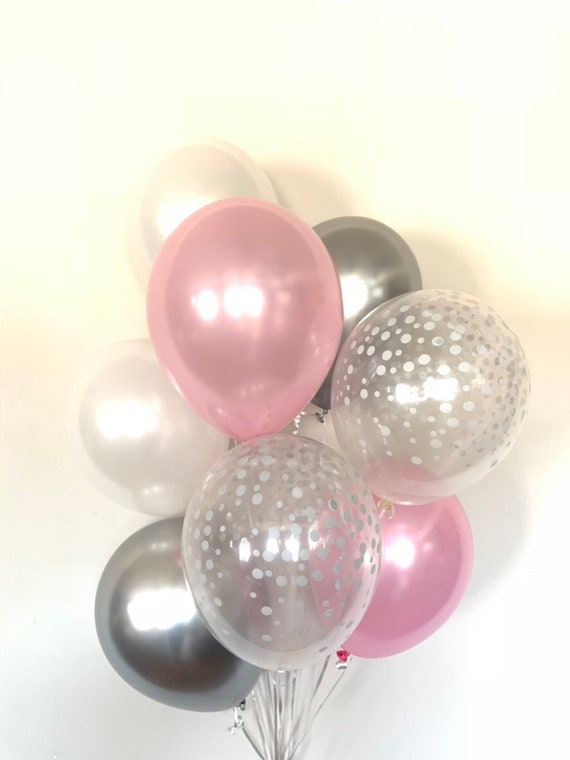 Palloncini rosa e argento / Palloncini rosa e argento cromato / Palloncini  rosa / Decorazione per addio al nubilato argento / Addio al nubilato rosa e  bianco -  Italia