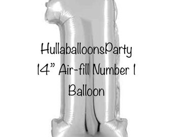 Silver Number One Balloon | Air-fill 1st Birthday Balloons | 1st Birthday Party Decor | Silver Birthday Photo Prop |  14” Number Balloon