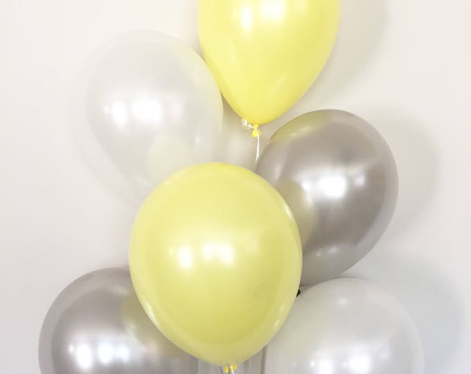 Yellow and Gray Balloon Bouquet | Gray and Yellow Balloons | Yellow Balloons | Yellow and Gray Baby Shower Decor | Gender Neutral Balloons