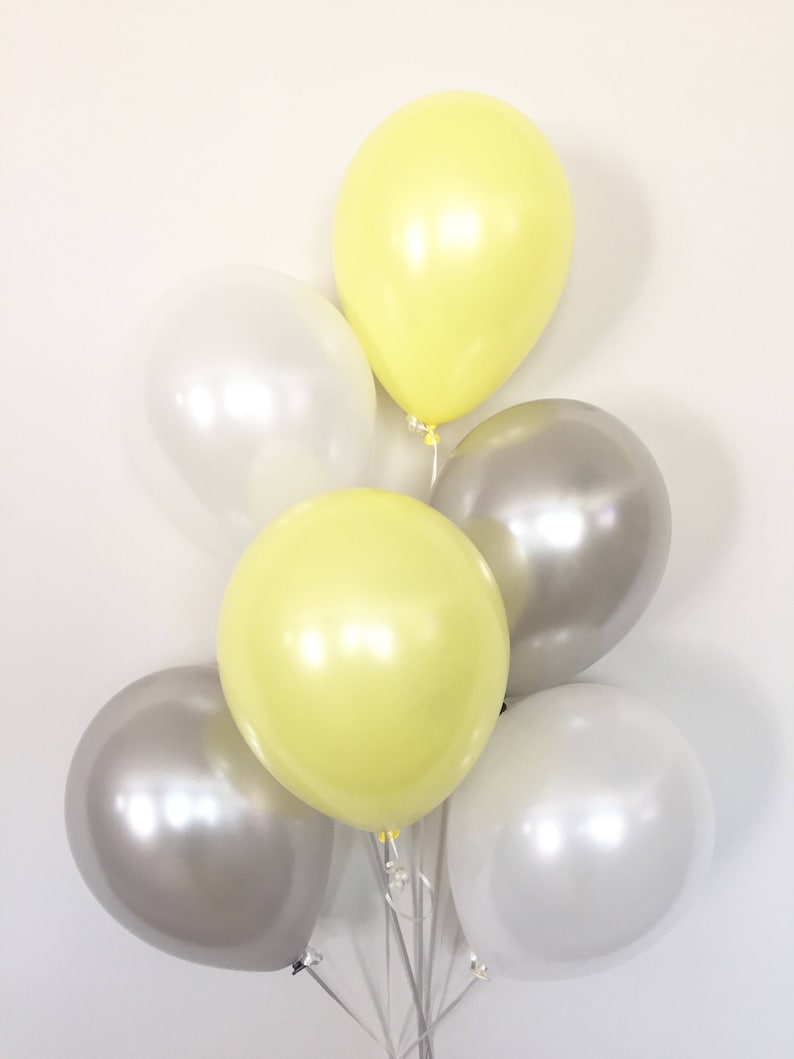Yellow And Gray Balloon Bouquet Gray And Yellow Balloons Etsy