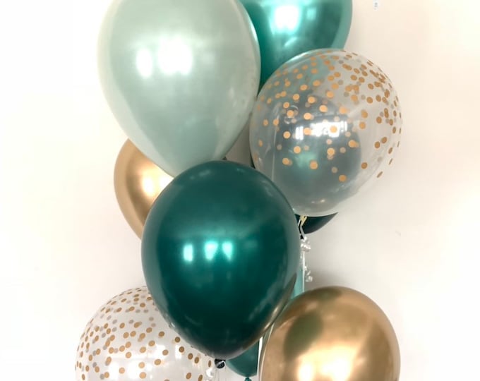 Sage Green Balloons | Light Green Wedding Decor | Green and Gold Balloons | Chrome Green Balloons | Sage Green Bridal Shower Decor