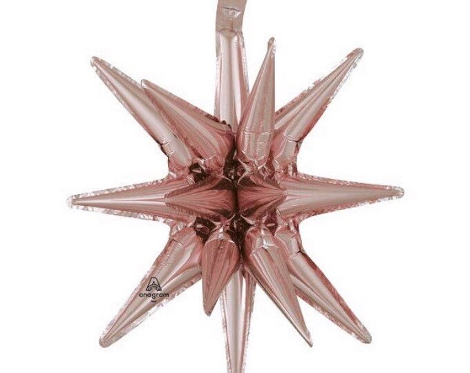 Rose Gold Star Balloons | Air-Fill Rose Gold Star Balloon | Rose Gold Birthday Party Decor | Galaxy Birthday Balloons | Rose Gold Starburst
