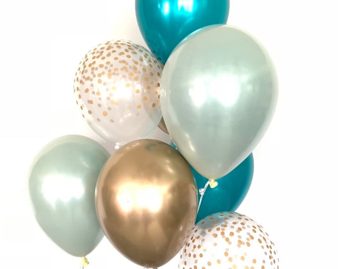 Sage Green Balloons | Fall Bridal Shower Decor | Teal and Sage Balloons | Teal and Gold Balloons | Green and Gold Decor