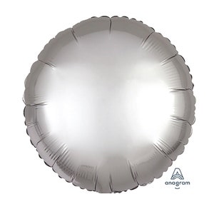Satin Silver Mylar Balloon | Round Platinum Balloon | Silver Birthday Party Decor | Silver Anniversary Balloons | Silver Round Mylar Balloo