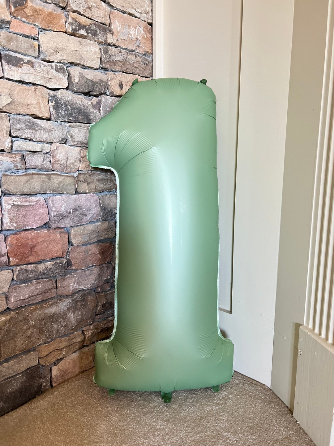 Satin Green Number 1 Balloon Sage First Birthday Balloons Eucalyptus ...