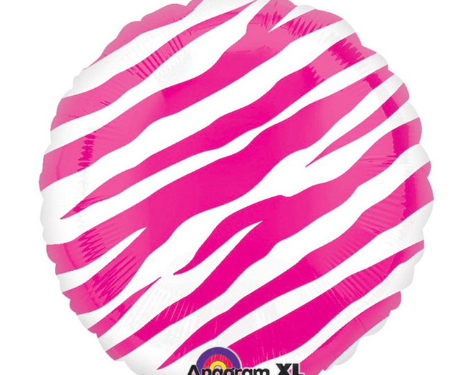 Hot Pink Zebra Print Balloons | Jungle Birthday Balloons |  | Wild One Balloons | Two Wild Birthday Party | Animal Print Sweet Sixteen