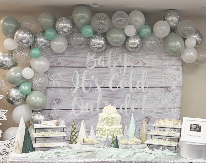 Sage Green Balloon Garland | Winter Bridal Shower Decor | Baby it’s Cold Outside Baby Shower | Winter ONEderland Balloon Garland