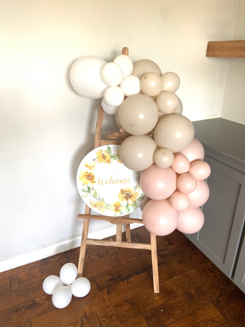 White and Blush Balloon Garland Boho Birthday Party Here Comes The Sun Baby Shower Boho first Birthday image 3