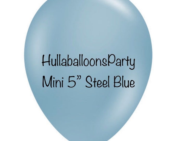 Mini Steel Blue Balloons | 5” Blue Latex Balloons | Steel Blue Birthday Party Decor | Beach Bridal Shower Decor | Beach Baby Shower
