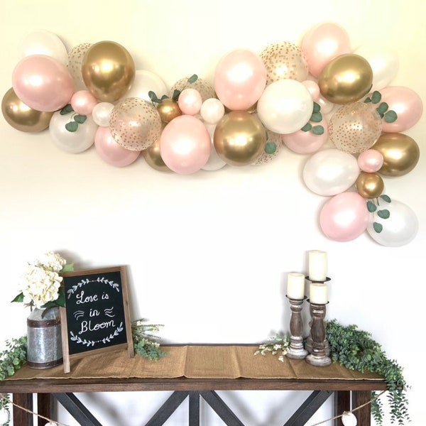 Kit ghirlanda di palloncini rosa e bianchi / Decorazioni per addio al nubilato rosa / Baby shower rosa / Futura sposa rosa