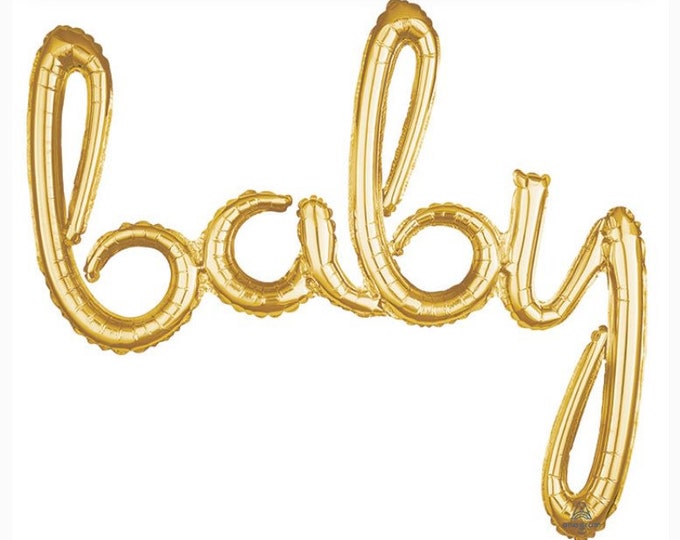 Oh Baby Balloon | Gold Baby Shower Decor | Gold Baby Script Balloon | Gold Baby Shower Balloons | Gender Reveal Baby Shower Decor