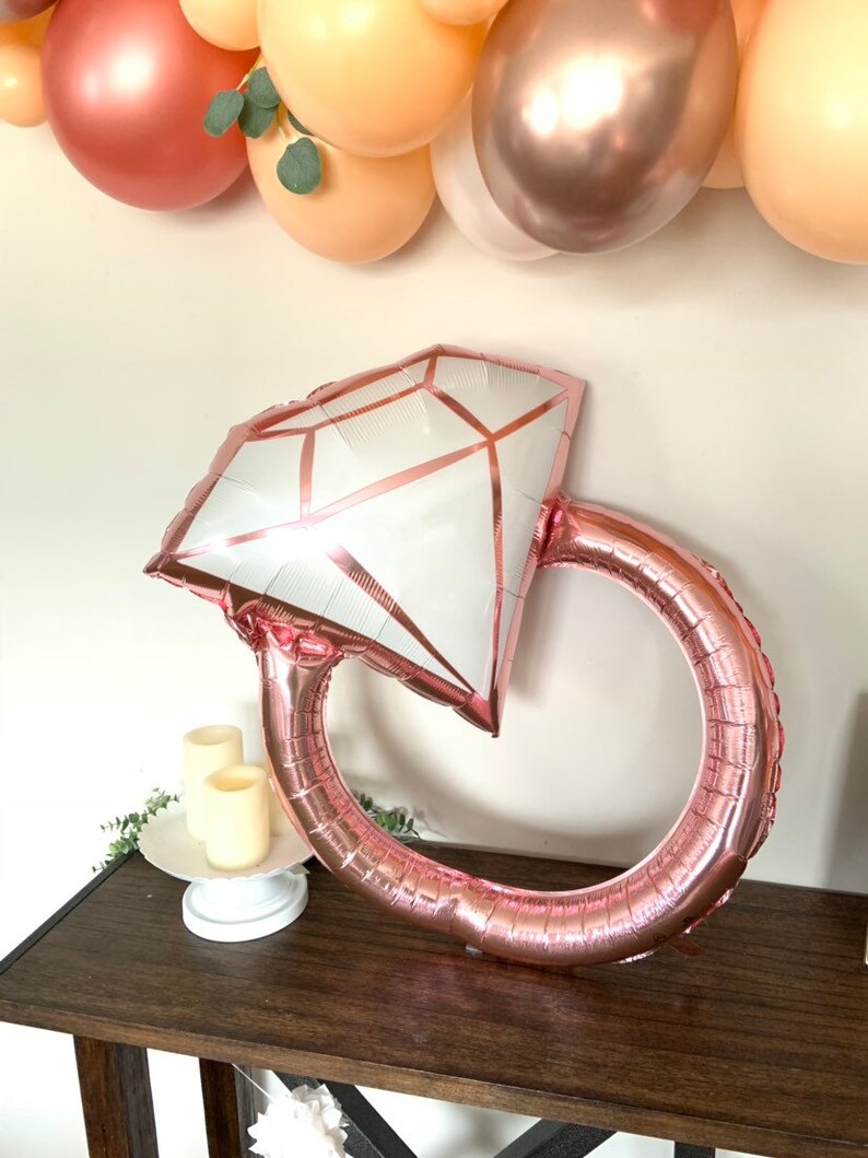Rose Gold Diamond Ring Balloon Rose Gold Bridal Shower Decor Wedding Ring Balloon Photo Prop Rose Gold Bridal Shower Balloons