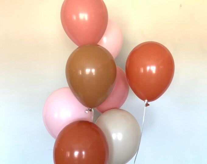 Pastel Matte Pink Balloons | Mocha and Pink Blush Balloons | Blush Bridal Shower Decor | Boho Baby Shower | Boho Birthday Balloons
