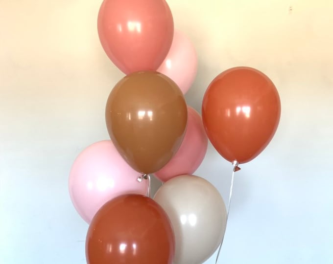 Pastel Matte Pink Balloons | Mocha and Pink Blush Balloons | Blush Bridal Shower Decor | Boho Baby Shower | Boho Birthday Balloons