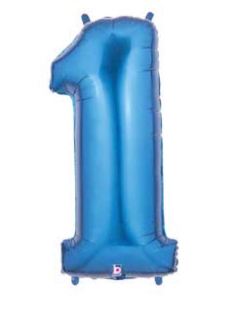 Blue Number 1 Balloon | Blue First Birthday Balloons | Mylar Number