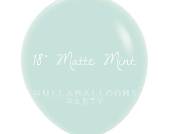 18 inch Matte Mint Balloons | Sempertex Matte Mint Latex Balloons | Mint Birthday Party Decor | Mint Bridal Shower Decor