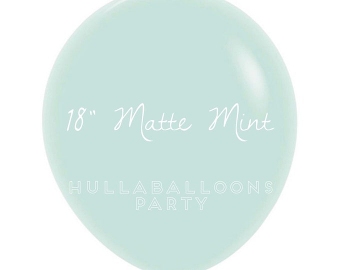 18 inch Matte Mint Balloons | Sempertex Matte Mint Latex Balloons | Mint Birthday Party Decor | Mint Bridal Shower Decor