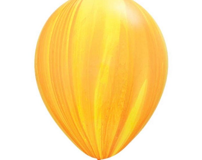 Yellow Agate Balloons | Orange Agate Balloons | Marbled Balloons | Galaxy Birthday | Yellow and Orange Balloons