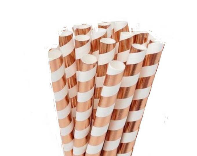 Rose Gold Boba Straws | Boba Tea Party | Rose Gold Bridal Shower Decor | Boba Tea Birthday | Rose Gold Paper Straws