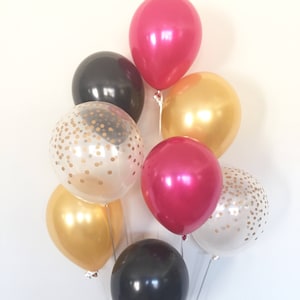 Kate Spade Balloon Bouquet | Hot Pink and Gold Balloon Bouquet | Hot Pink and Black Balloons | Kate Spade Bridal Shower Decor | Black and Wh