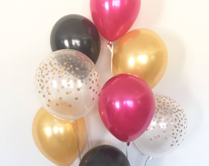 Kate Spade Balloon Bouquet | Hot Pink and Gold Balloon Bouquet | Hot Pink and Black Balloons | Kate Spade Bridal Shower Decor | Black and Wh