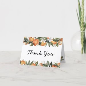 Set di 8 biglietti di ringraziamento agli agrumi / Biglietti di ringraziamento per baby shower Little Cutie / Biglietti di ringraziamento per bridal shower agli agrumi / Regalo per hostess