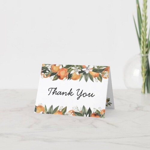 Editable Little Cutie Thank You Card Template For Baby Shower, Orange Theme Baby Shower, Gender