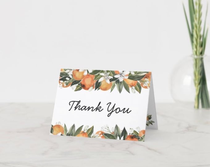 Set of 8 Citrus Thank You Cards | Little Cutie Baby Shower Thank You Cards | Citrus Bridal Shower Thank You Cards | Hostess Gift