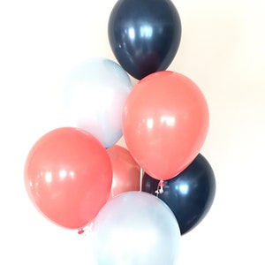 Coral and Navy Balloons | Navy and Coral Balloons | Coral and Navy Bridal Shower Decor | Navy and Coral Baby Shower Decor | Birthday Balloon
